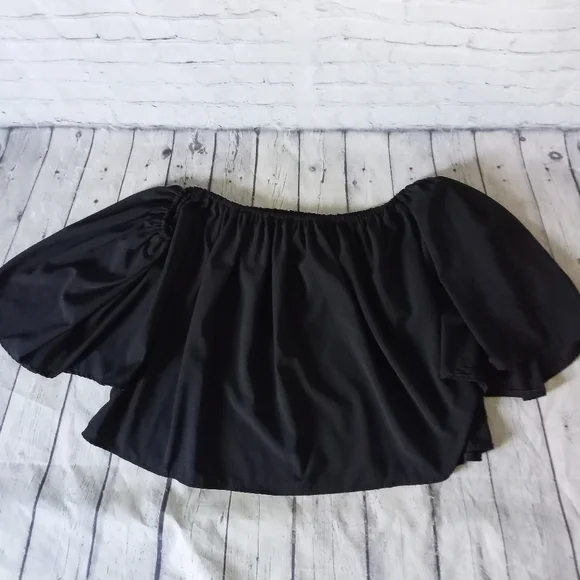 EUC Black Bandeau bell sleeve top - Small - Picture 5 of 7